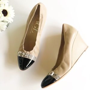 AGL Fresh Leather Cap Toe Wedge Pump 41.5 11 11.5